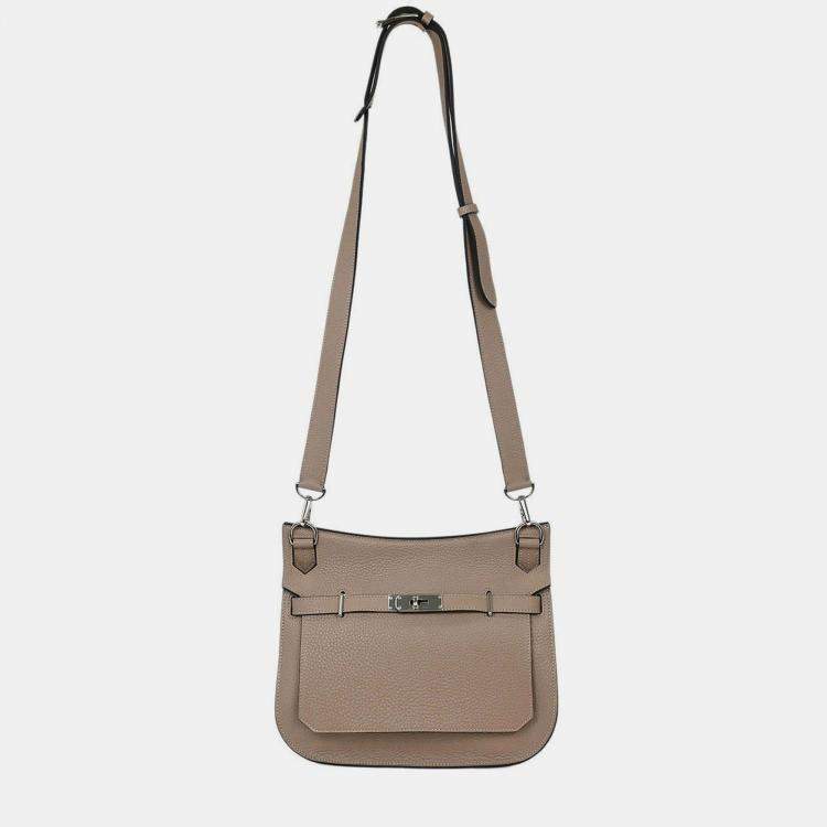 Pre Owned Hermes Jypsiere 28  Gris Tourterelle Taurillon Clemence Shoulder Bag 