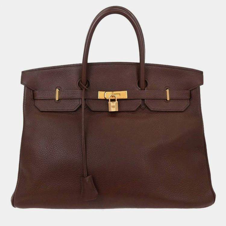 Pre Owned Hermes Birkin 40 Havane Taurillon Clemence  Handbag