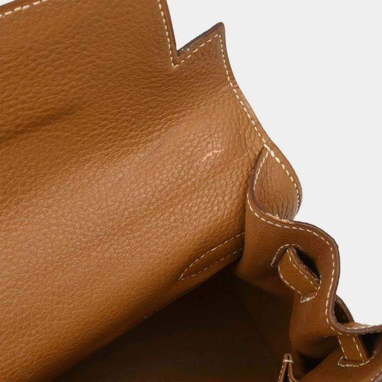 Pre Owned Hermes Kelly 32 Sellier 2way Gold Togo  Handbag