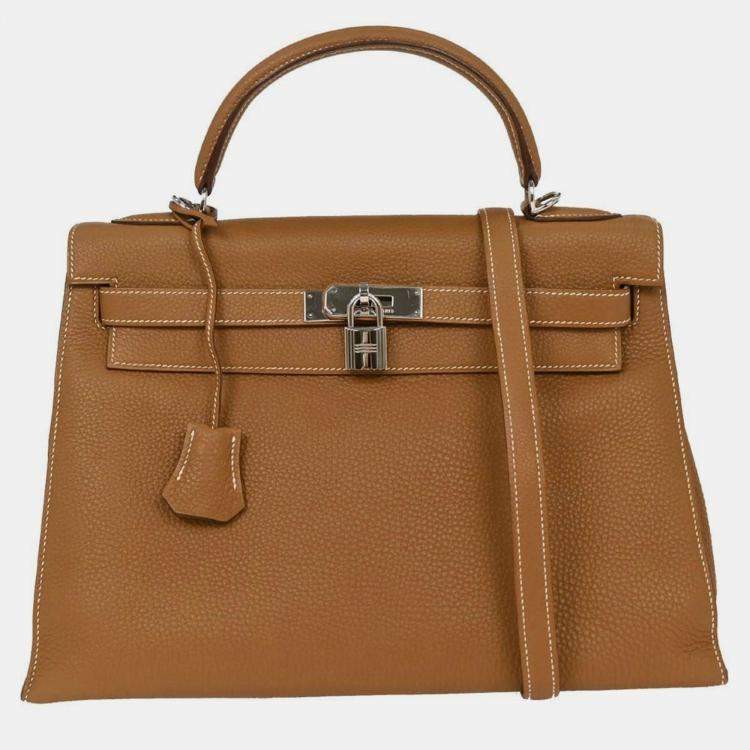 Pre Owned Hermes Kelly 32 Sellier 2way Gold Togo  Handbag