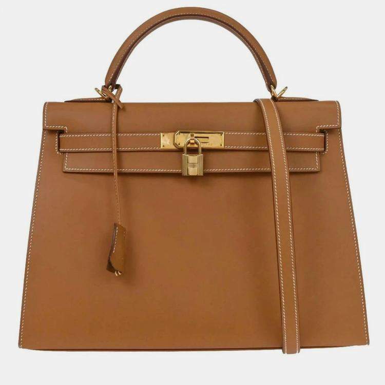 Pre Owned Hermes Kelly 32 Sellier  Natural Vache Handbag