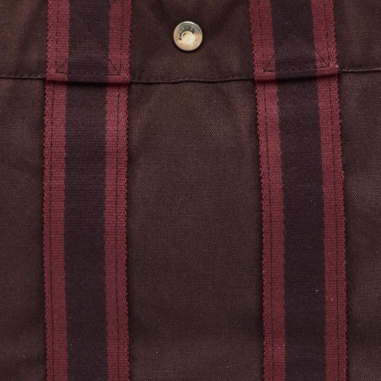 Pre Owned Hermes Fourre Tout PM Burgundy Canvas Tote