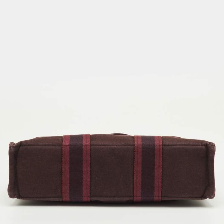 Pre Owned Hermes Fourre Tout PM Burgundy Canvas Tote