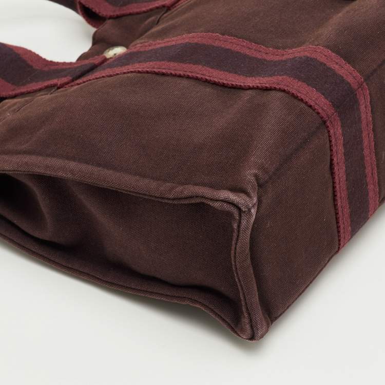 Pre Owned Hermes Fourre Tout PM Burgundy Canvas Tote