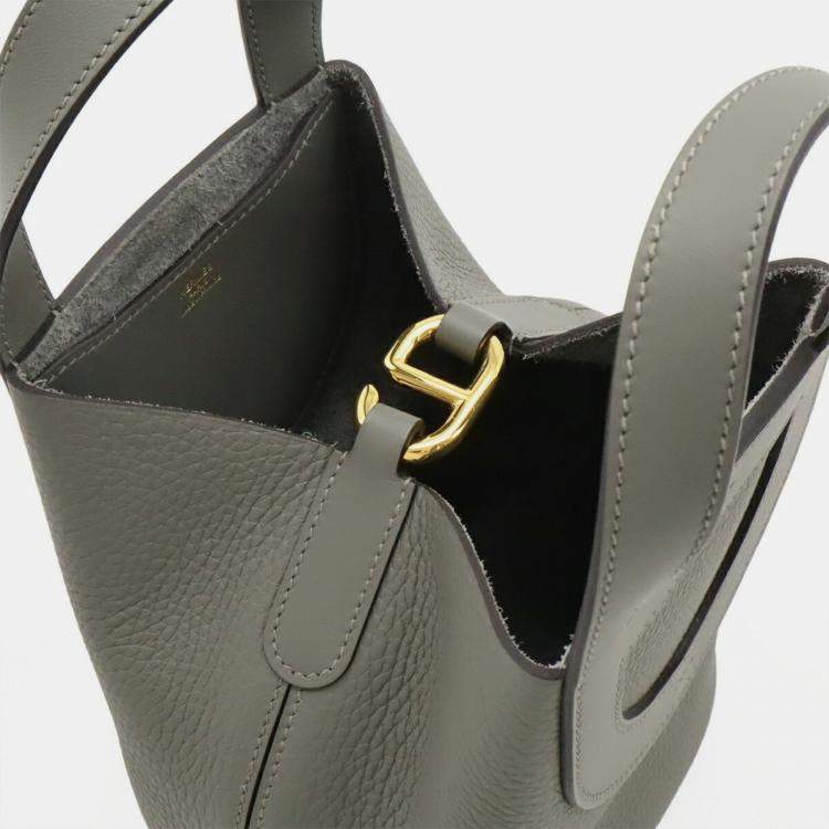 Pre Owned Hermes In The Loop 18 Grimayer Gray Taurillon Clemence Leather Handbag 