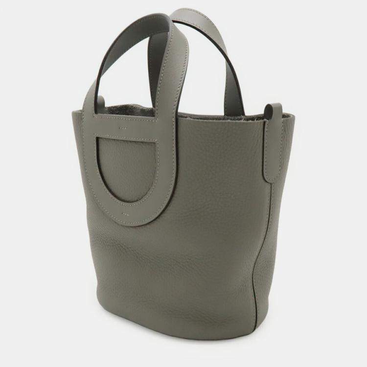 Pre Owned Hermes In The Loop 18 Grimayer Gray Taurillon Clemence Leather Handbag 