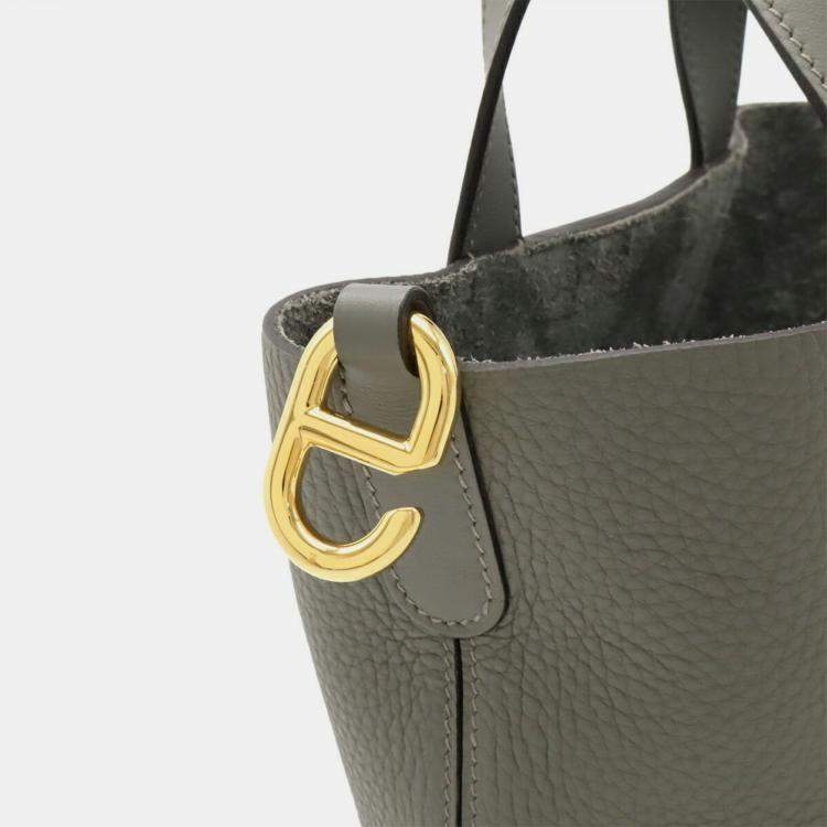 Pre Owned Hermes In The Loop 18 Grimayer Gray Taurillon Clemence Leather Handbag 