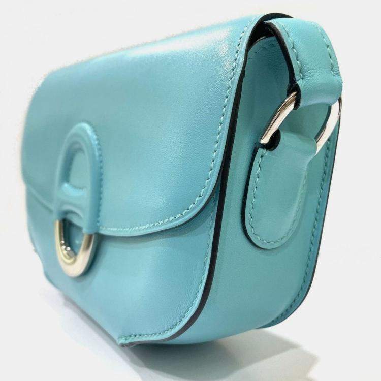 Pre Owned Hermes Mini Cherche Midi 2-Way  Blue Atoll  Tadelakt Handbag 