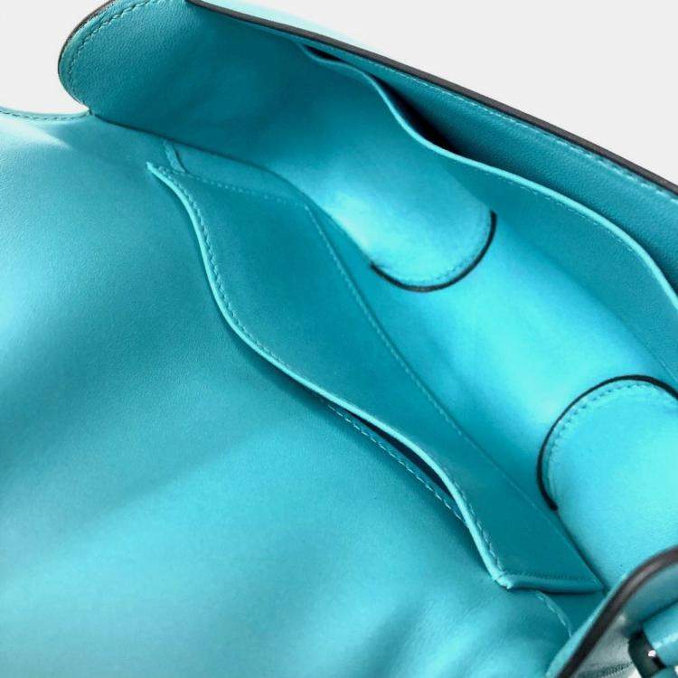 Pre Owned Hermes Mini Cherche Midi 2-Way  Blue Atoll  Tadelakt Handbag 