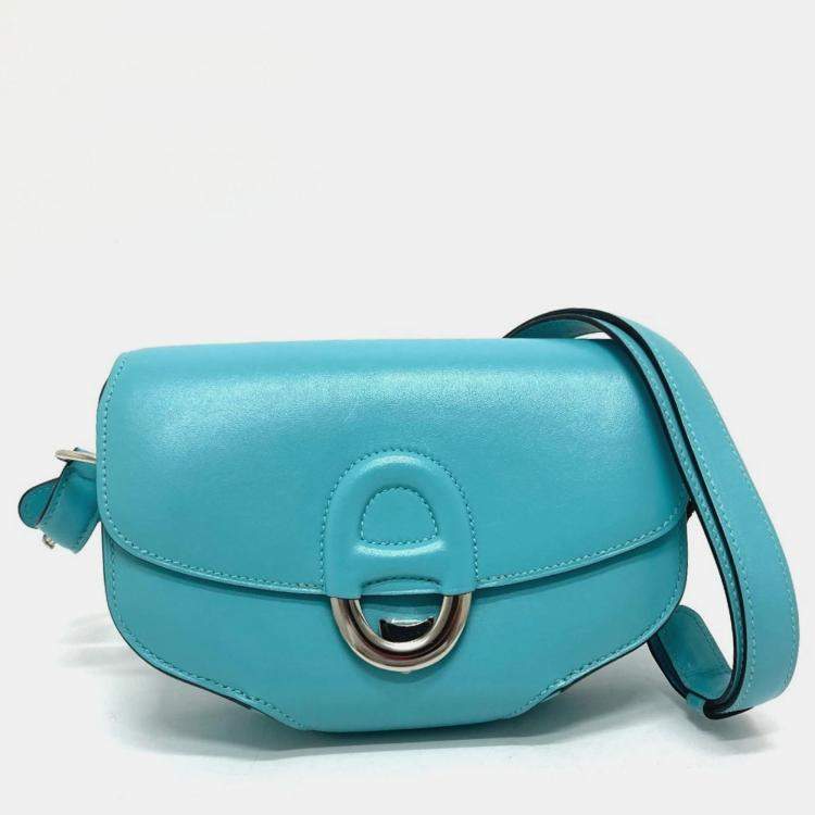 Pre Owned Hermes Mini Cherche Midi 2-Way  Blue Atoll  Tadelakt Handbag 