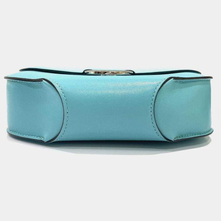 Pre Owned Hermes Mini Cherche Midi 2-Way  Blue Atoll  Tadelakt Handbag 