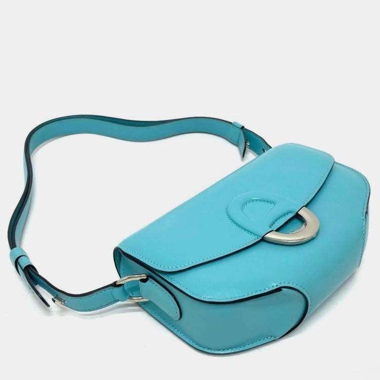 Pre Owned Hermes Mini Cherche Midi 2-Way  Blue Atoll  Tadelakt Handbag 