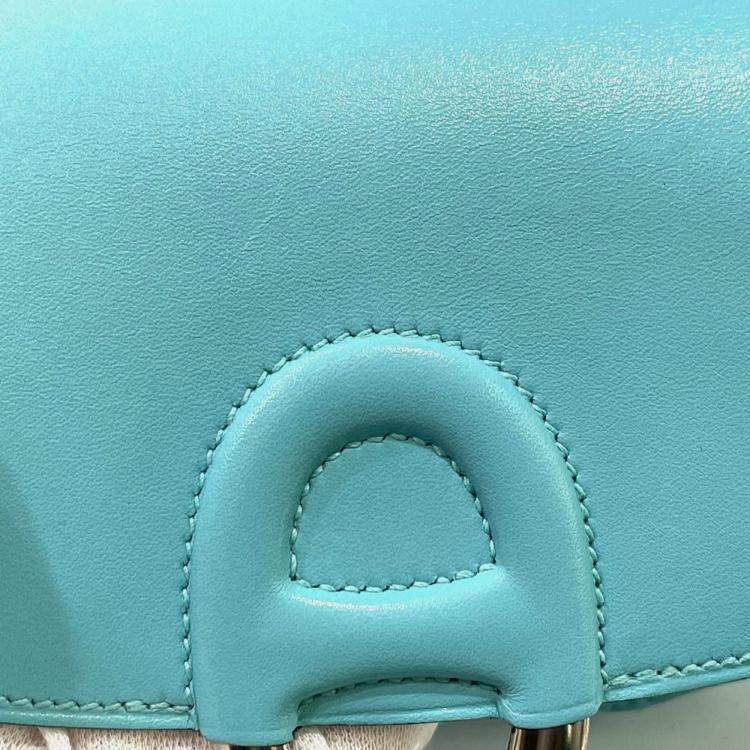 Pre Owned Hermes Mini Cherche Midi 2-Way  Blue Atoll  Tadelakt Handbag 