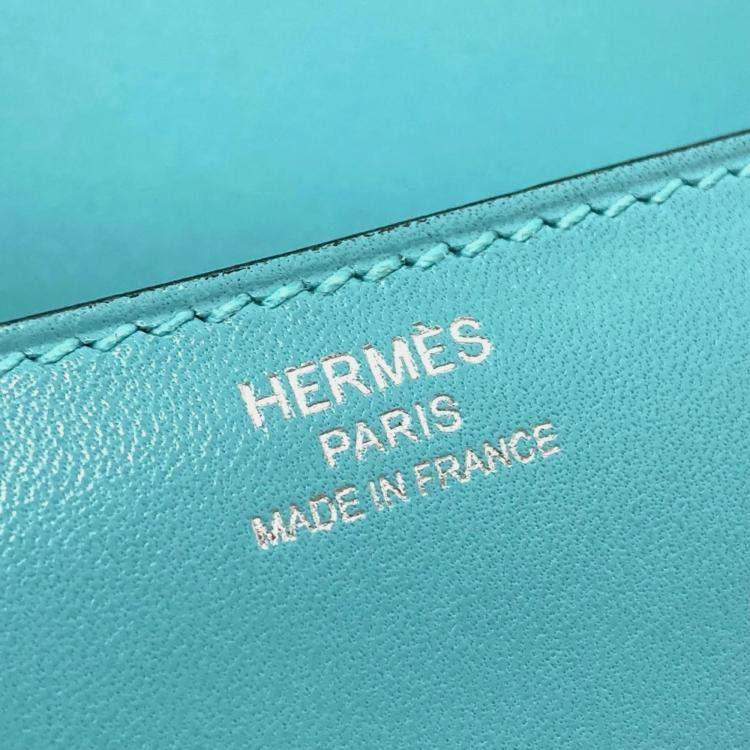 Pre Owned Hermes Mini Cherche Midi 2-Way  Blue Atoll  Tadelakt Handbag 