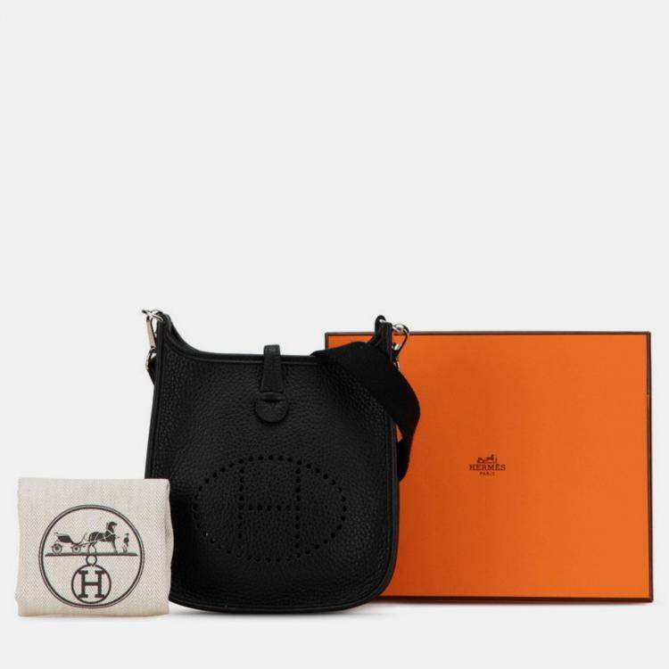 مملوكة مسبقًا Hermes Evelyn TPM Black Taurillon Clemence Shoulder Bag 
