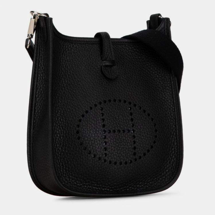 مملوكة مسبقًا Hermes Evelyn TPM Black Taurillon Clemence Shoulder Bag 
