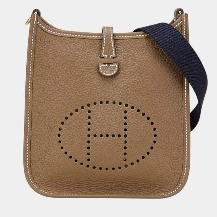 Pre Owned Hermes Evelyn TPM  Etoupe Brown Togo Shoulder Bag