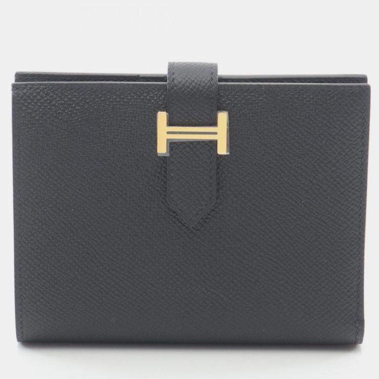 مملوكة مسبقًا Hermes Bearn Compact Bifold Wallet Leather Epsom  Black