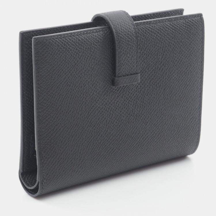 مملوكة مسبقًا Hermes Bearn Compact Bifold Wallet Leather Epsom  Black