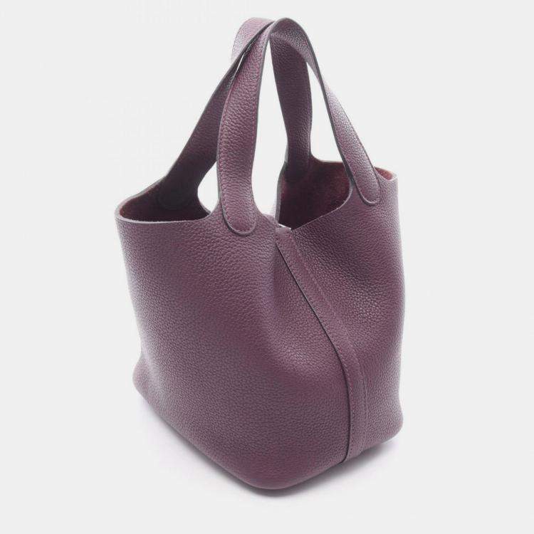 Pre Owned Hermes Picotin Lock 18 Handbag Leather Taurillon Maurice  Purple