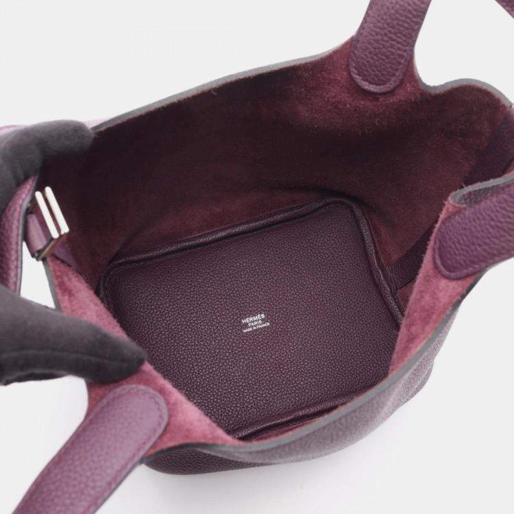 Pre Owned Hermes Picotin Lock 18 Handbag Leather Taurillon Maurice  Purple