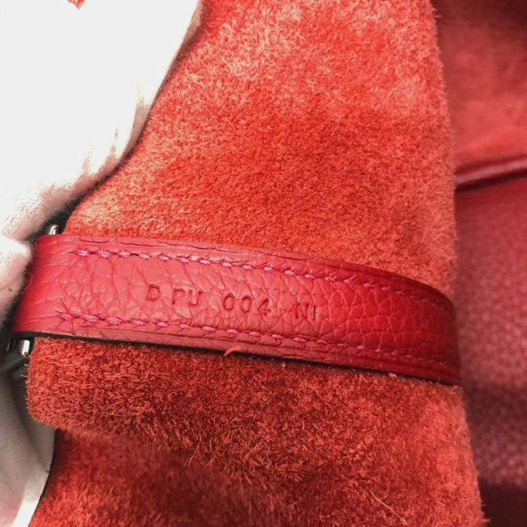 Pre Owned Hermes Picotin Lock 18 18/Handbag Taurillon Clemence Leather Rouge Cazac Red