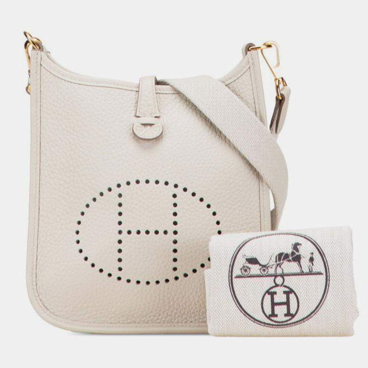 مملوكة مسبقًا Hermes Evelyn Tpm Shoulder Bag Beton Gold Hardware Taurillon Clemence Leather