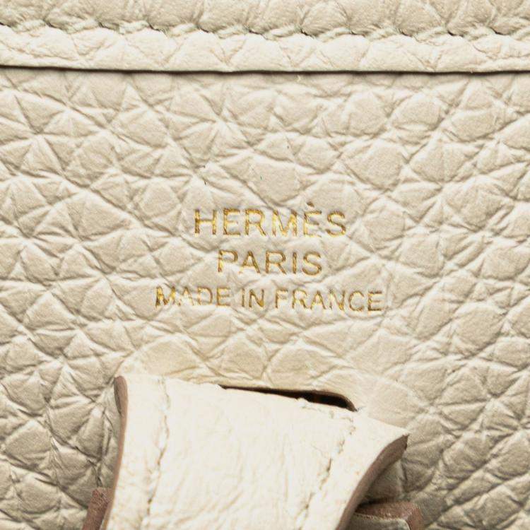 مملوكة مسبقًا Hermes Evelyn Tpm Shoulder Bag Beton Gold Hardware Taurillon Clemence Leather
