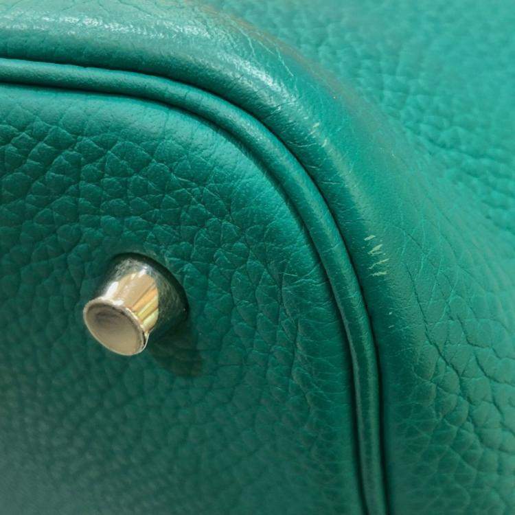Pre Owned Hermes Picotin Lock Eclat Mm 22 Handbag In Taurillon Clemence Leather Vert Veron Green