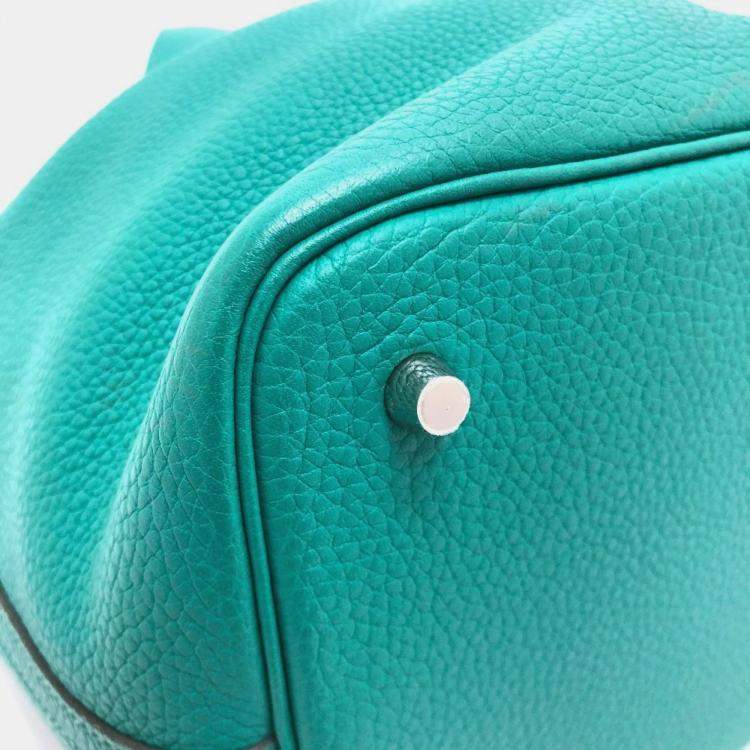 Pre Owned Hermes Picotin Lock Eclat Mm 22 Handbag In Taurillon Clemence Leather Vert Veron Green