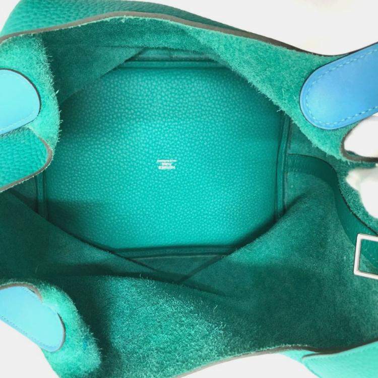 Pre Owned Hermes Picotin Lock Eclat Mm 22 Handbag In Taurillon Clemence Leather Vert Veron Green