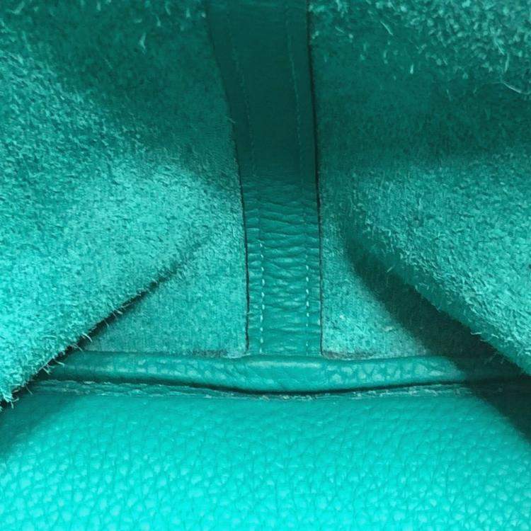 Pre Owned Hermes Picotin Lock Eclat Mm 22 Handbag In Taurillon Clemence Leather Vert Veron Green