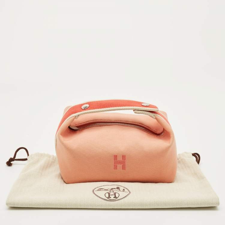 Pre Owned Hermes Bride-a-Brac Small Goyave Toile H Canvas Case