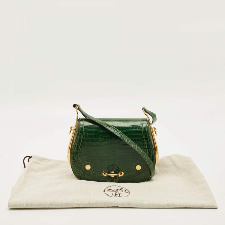 Pre Owned Hermes Passe Guide Cactus Crocodile Bag