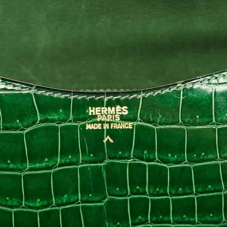 Pre Owned Hermes Passe Guide Cactus Crocodile Bag
