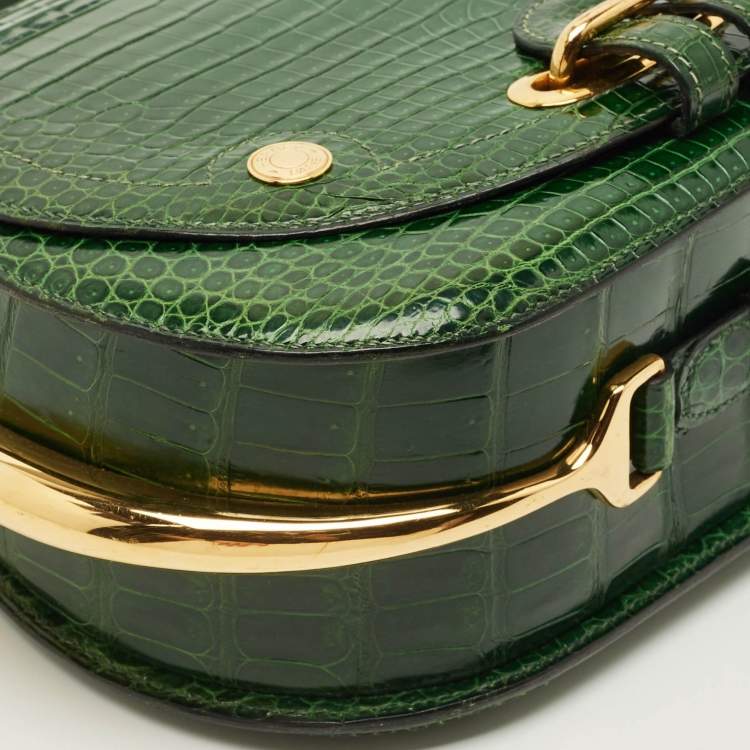 Pre Owned Hermes Passe Guide Cactus Crocodile Bag
