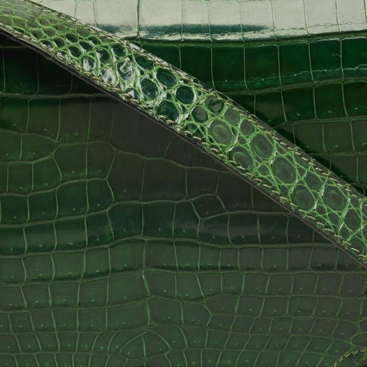 Pre Owned Hermes Passe Guide Cactus Crocodile Bag