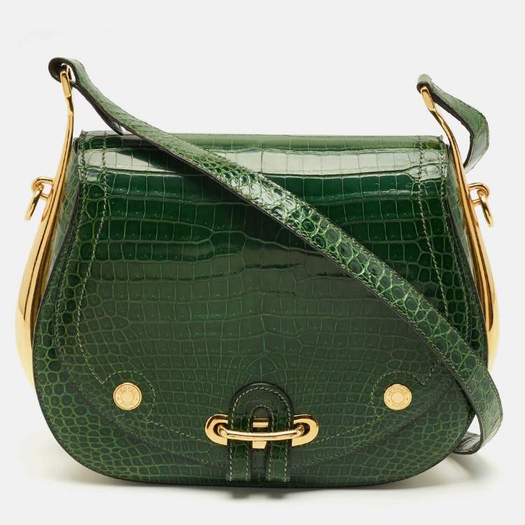 Pre Owned Hermes Passe Guide Cactus Crocodile Bag