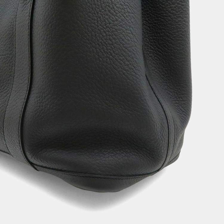 Pre Owned Hermes Garden PM Black Negonda Leather Bag  