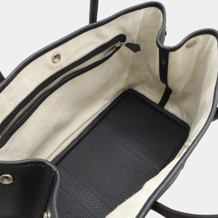 Pre Owned Hermes Garden PM Black Negonda Leather Bag  