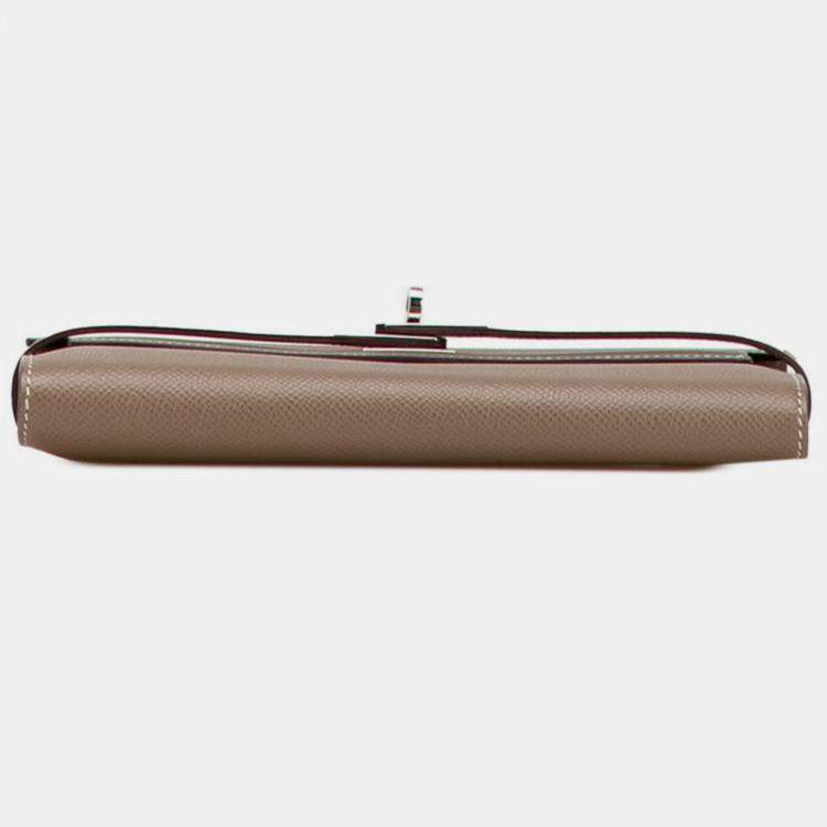 مملوكة مسبقًا Hermes Kelly Wallet Long Etoupe Greige Epsom Leather