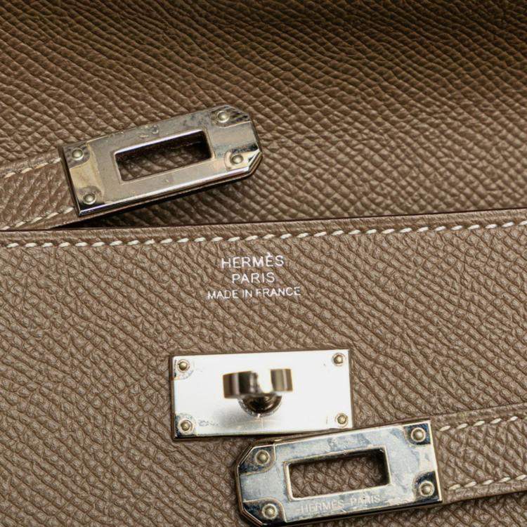 مملوكة مسبقًا Hermes Kelly Wallet Long Etoupe Greige Epsom Leather