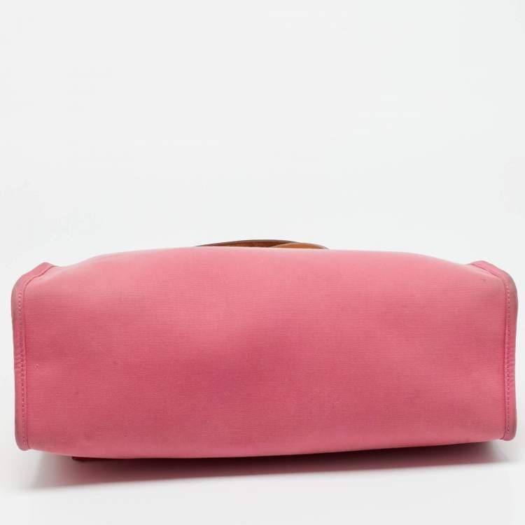 Pre Owned Hermes Herbag Zip 31 Tosca/Natural Canvas and Leather Bag