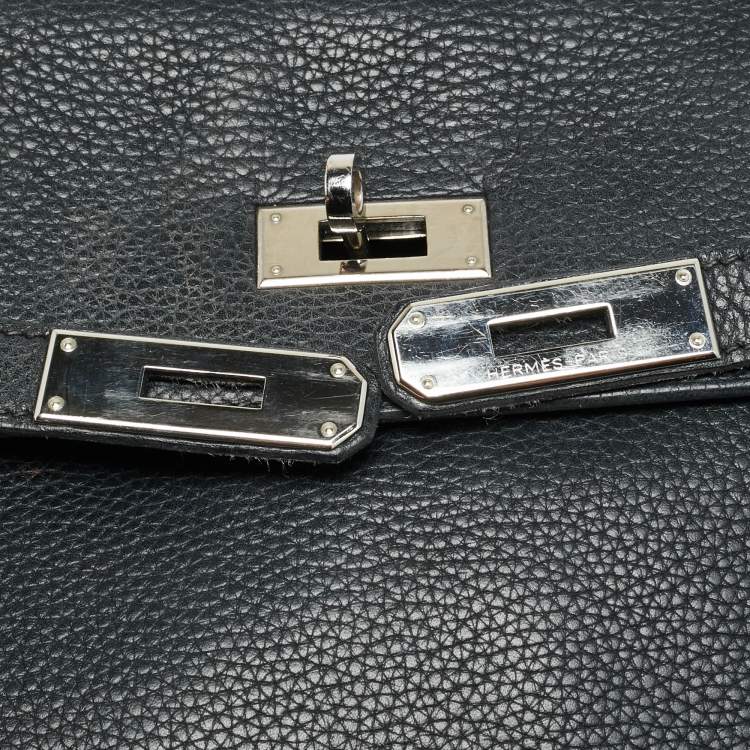 Pre Owned Hermes Palladium Finish Kelly Retourne 35 Black Togo Leather Bag