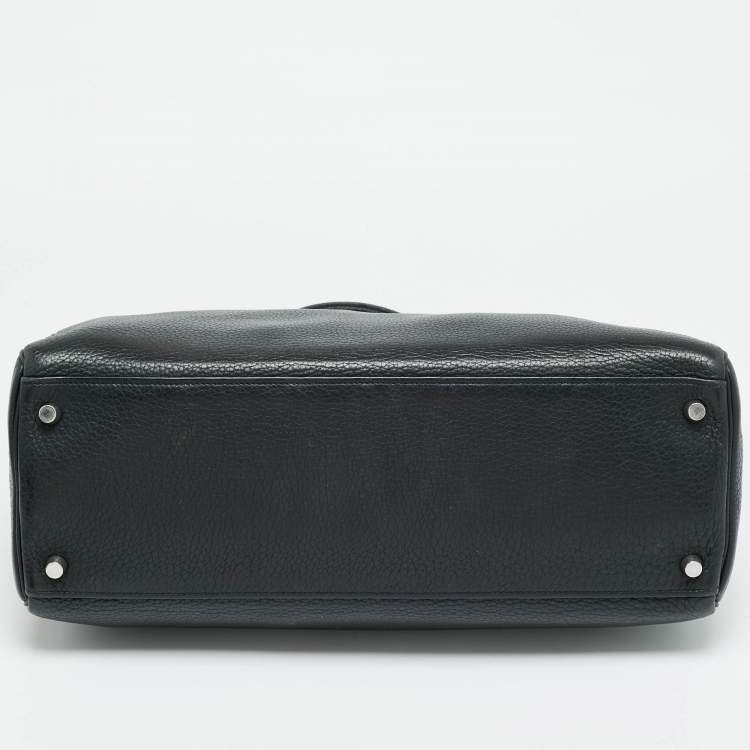 Pre Owned Hermes Palladium Finish Kelly Retourne 35 Black Togo Leather Bag