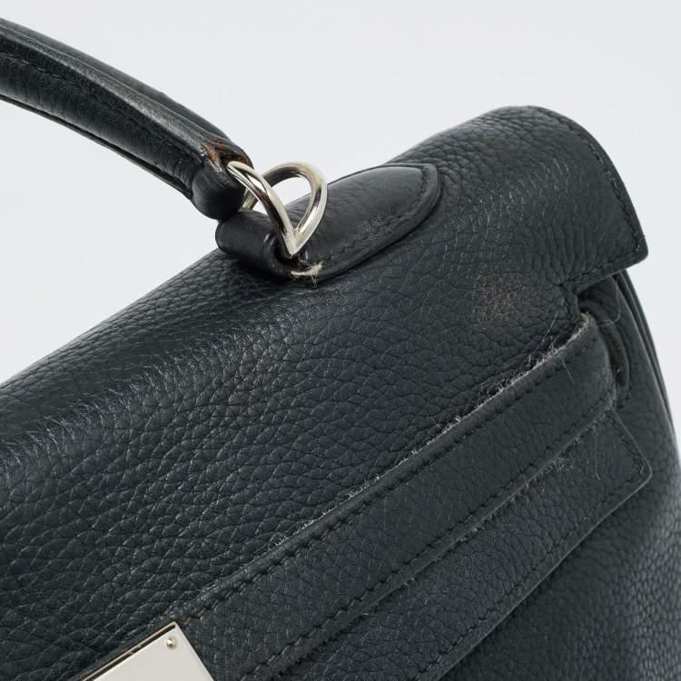 Pre Owned Hermes Palladium Finish Kelly Retourne 35 Black Togo Leather Bag