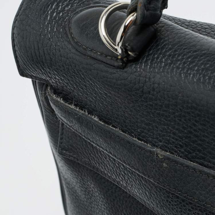 Pre Owned Hermes Palladium Finish Kelly Retourne 35 Black Togo Leather Bag