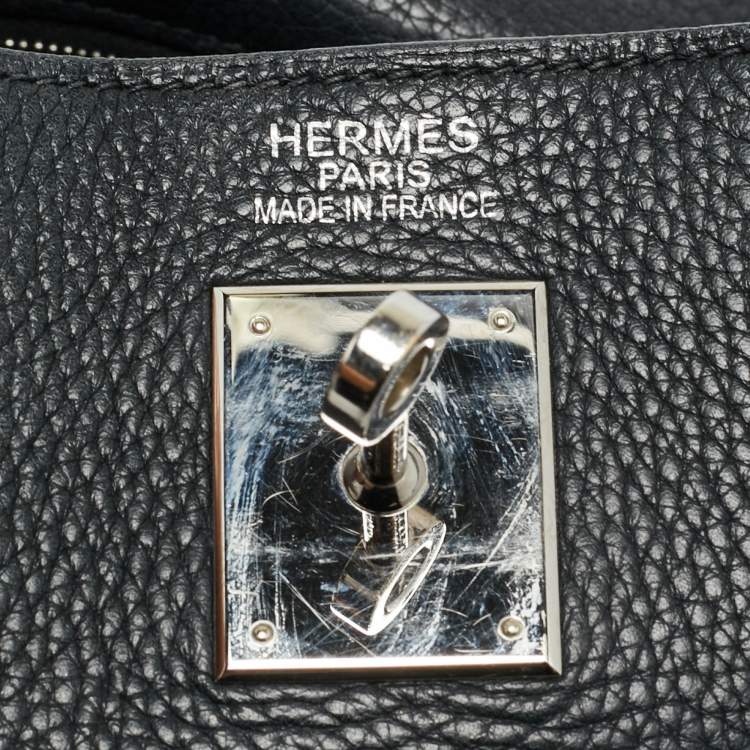Pre Owned Hermes Palladium Finish Kelly Retourne 35 Black Togo Leather Bag
