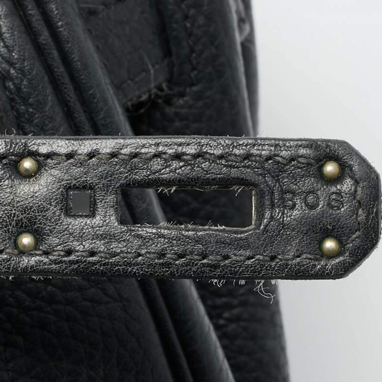 Pre Owned Hermes Palladium Finish Kelly Retourne 35 Black Togo Leather Bag