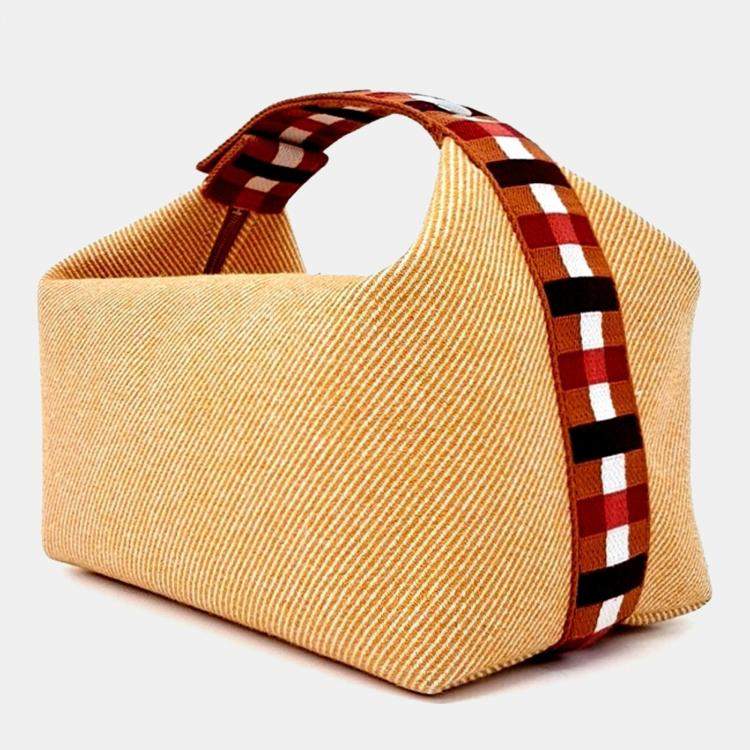 Pre Owned Hermes Orange Fabric Bride-a-Brac Case GM